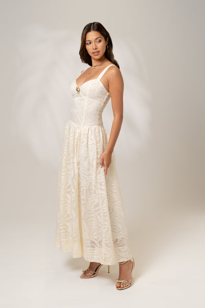 Helena Cream Drop Waist Maxi Dress