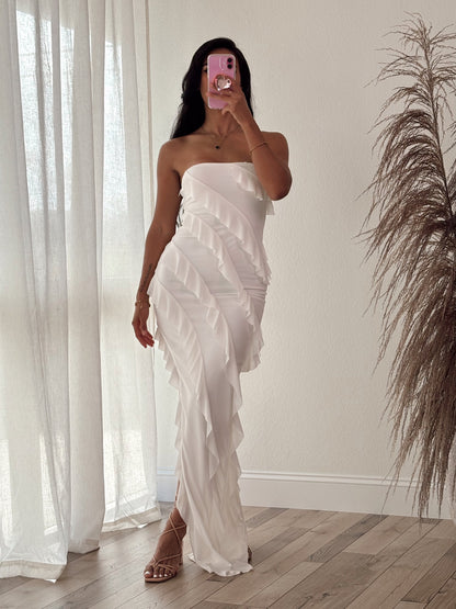For The Frills Maxi Dress (White)