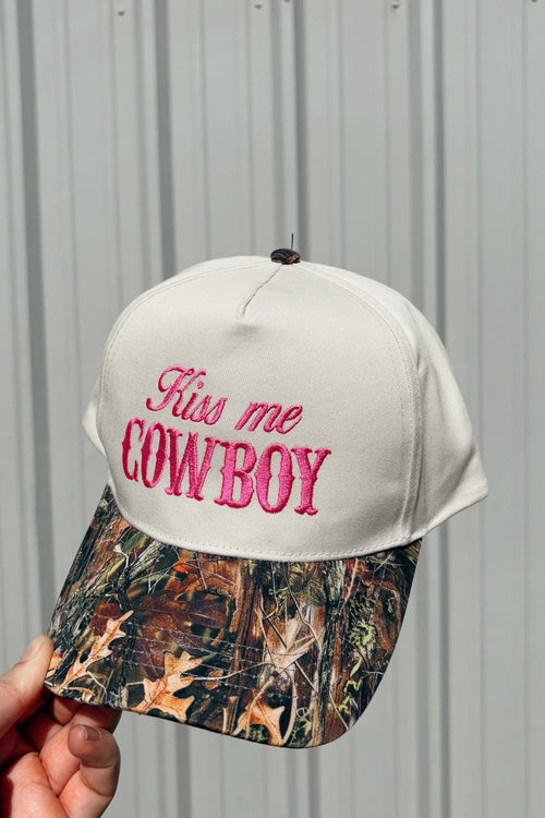 Kiss Me Cowboy Camo Hat (Pink)
