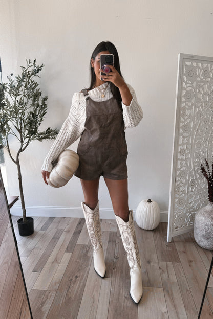 Falling For You Corduroy Romper (Grey)