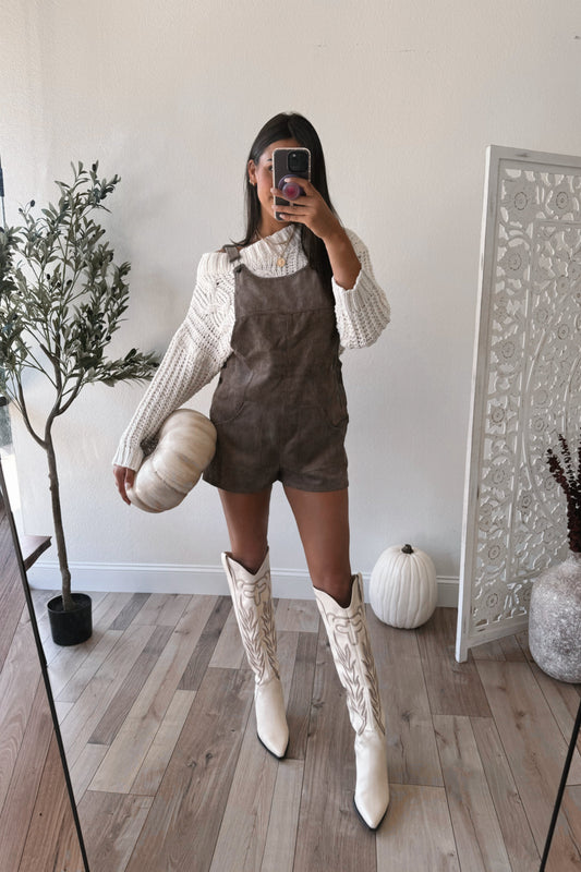 Falling For You Corduroy Romper (Grey)