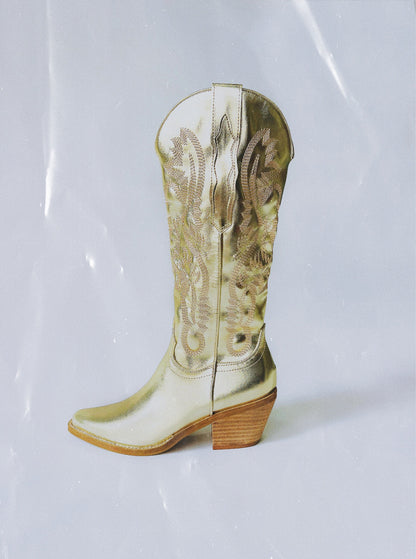 Tessa Metallic Cowboy Boots (Gold) FINAL SALE