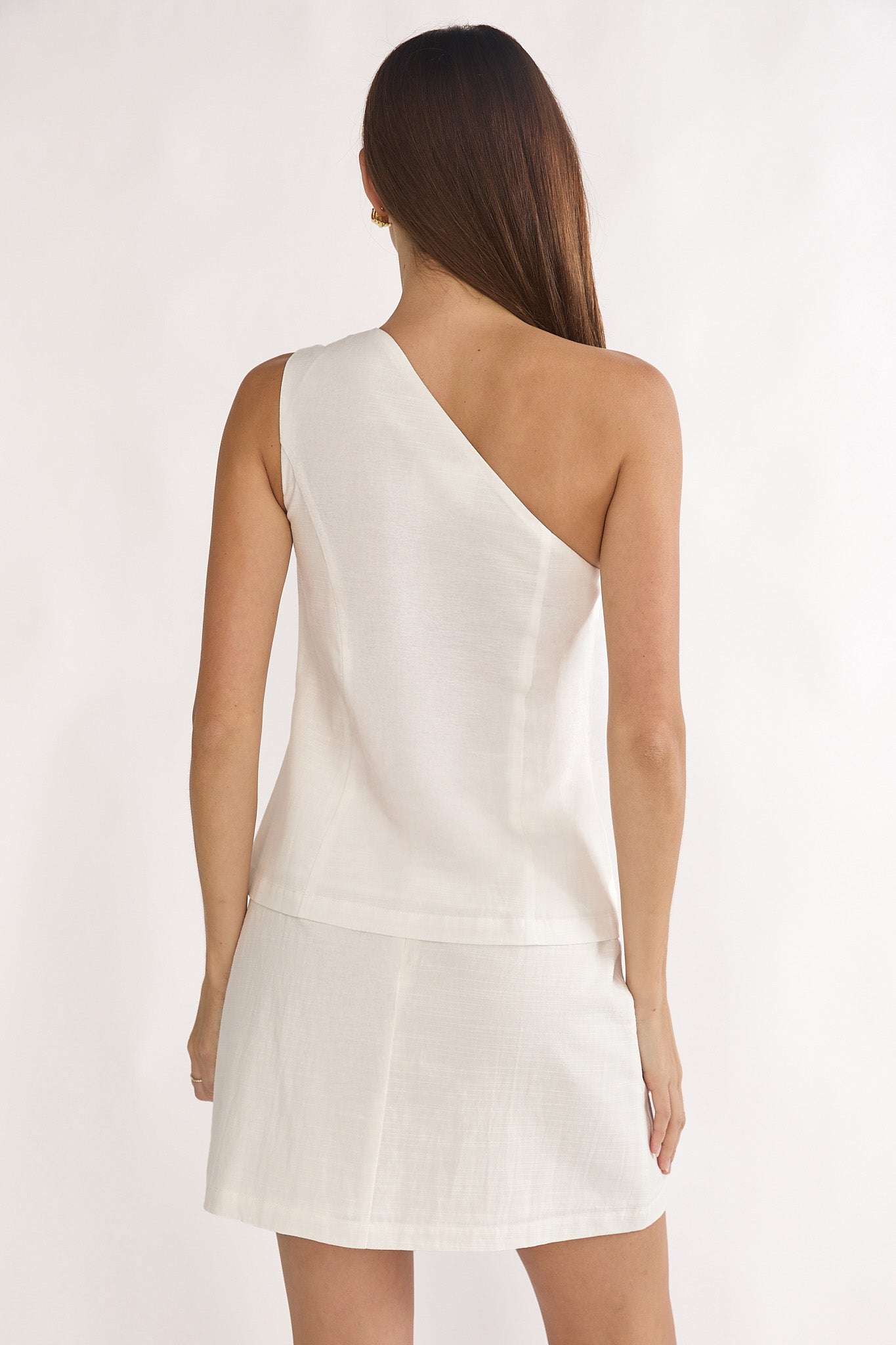 Alessora Button Trim Mini Skirt White