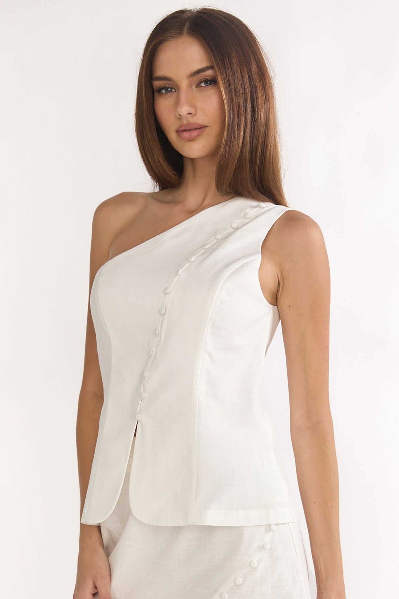 Alessora One Shoulder Top White