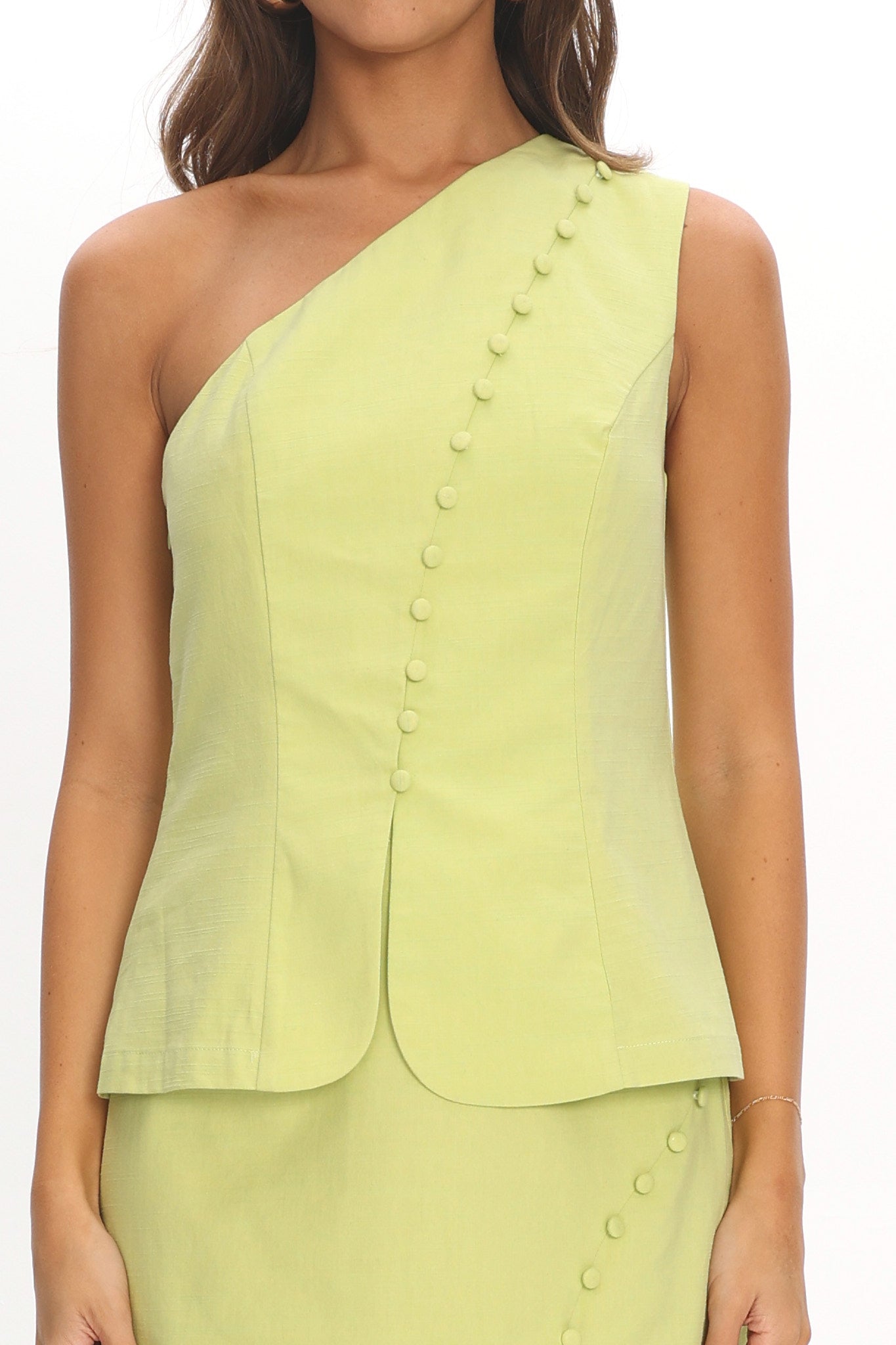 Alessora One Shoulder Top Lime