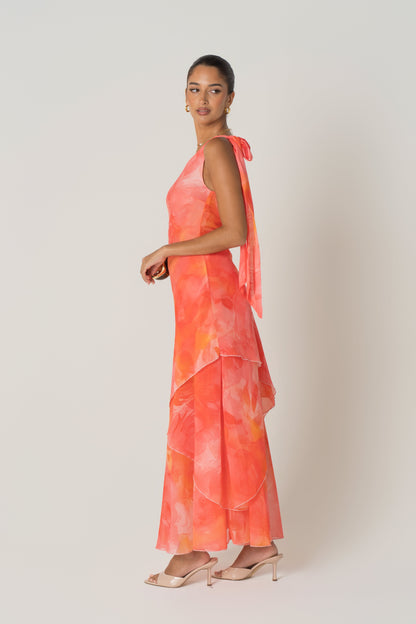 Liora One-Shoulder Layered Maxi Dress
