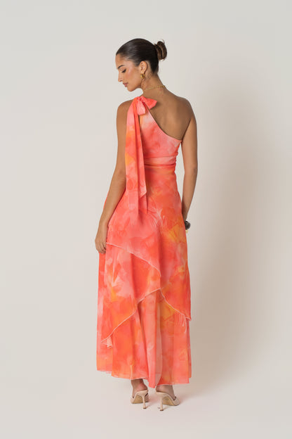 Liora One-Shoulder Layered Maxi Dress