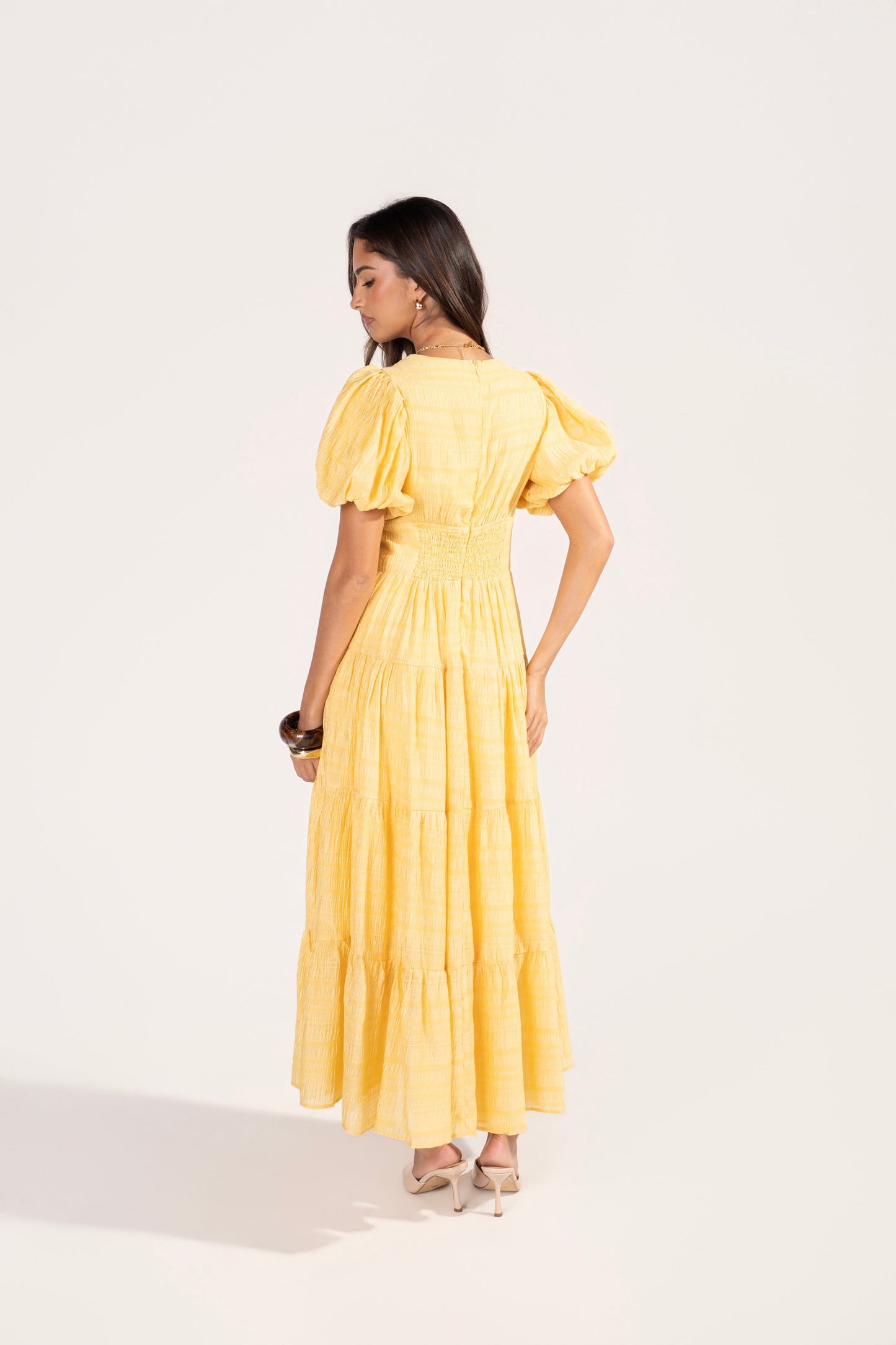 Mahala Puff Sleeve Yellow Day Dress