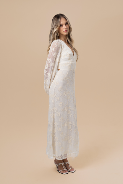 Maliyah Long Sleeve Open-Back Midi Dress