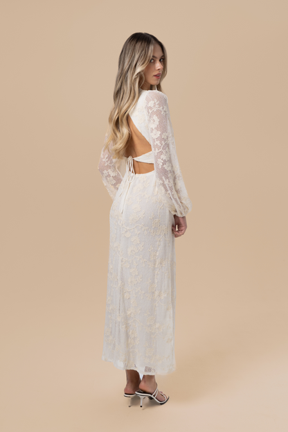 Maliyah Long Sleeve Open-Back Midi Dress