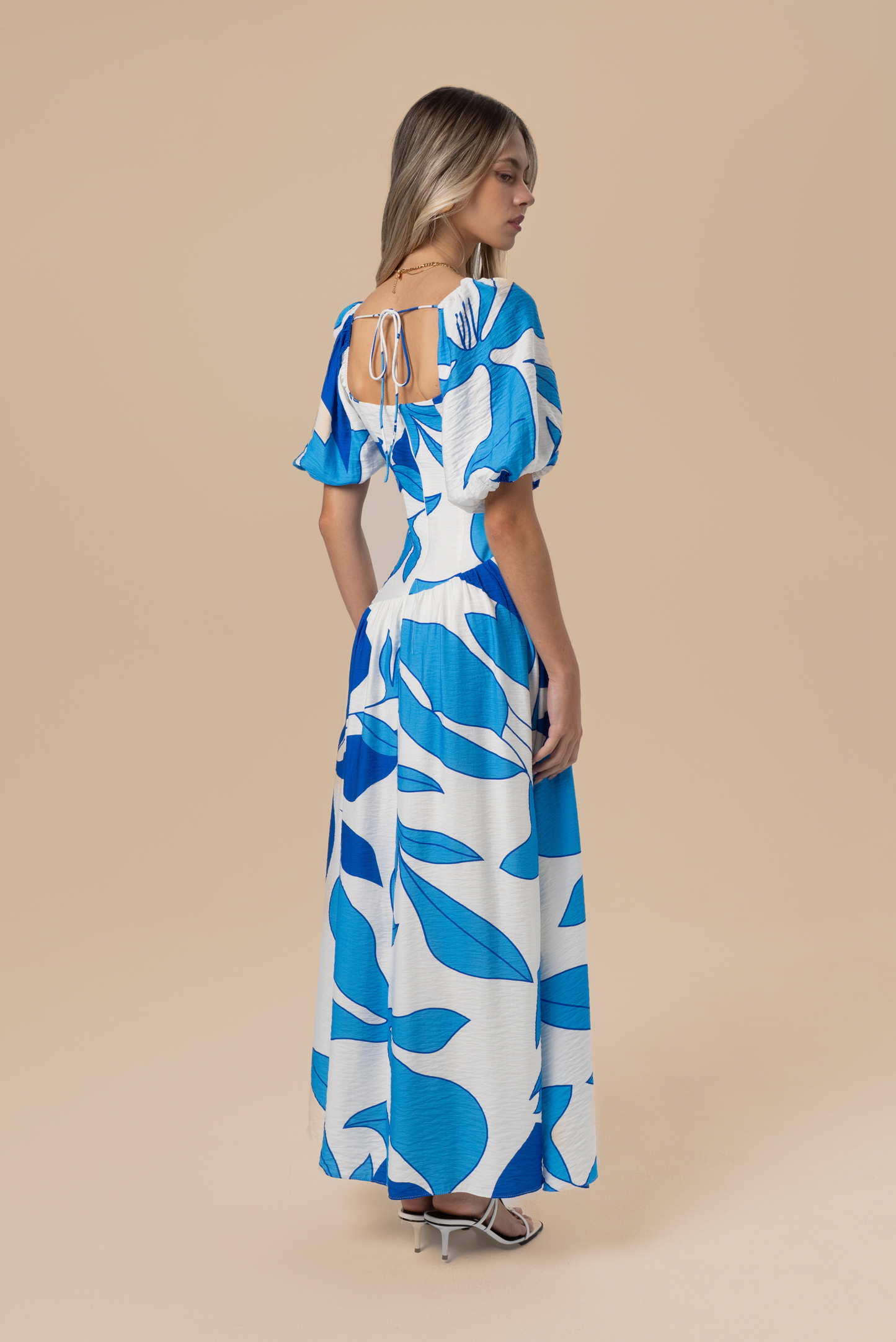 Maris Blue Puff Sleeve Maxi Dress