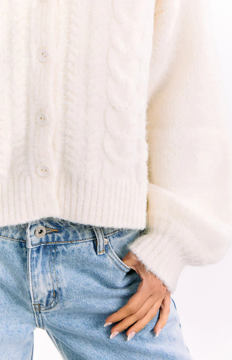 Percy Cream Cable Knit Cardigan