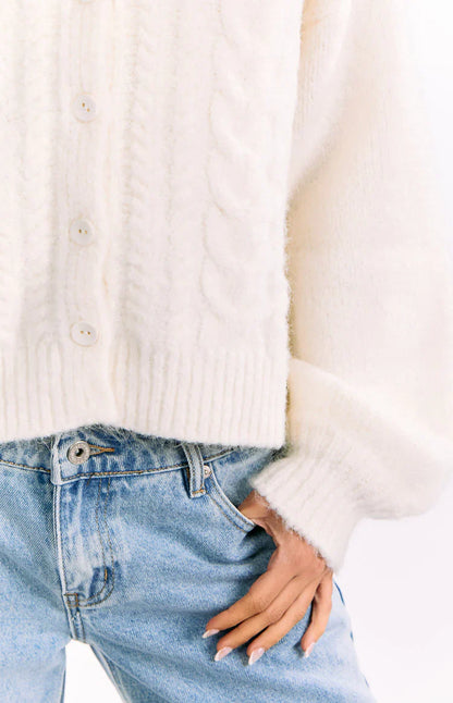 Percy Cream Cable Knit Cardigan