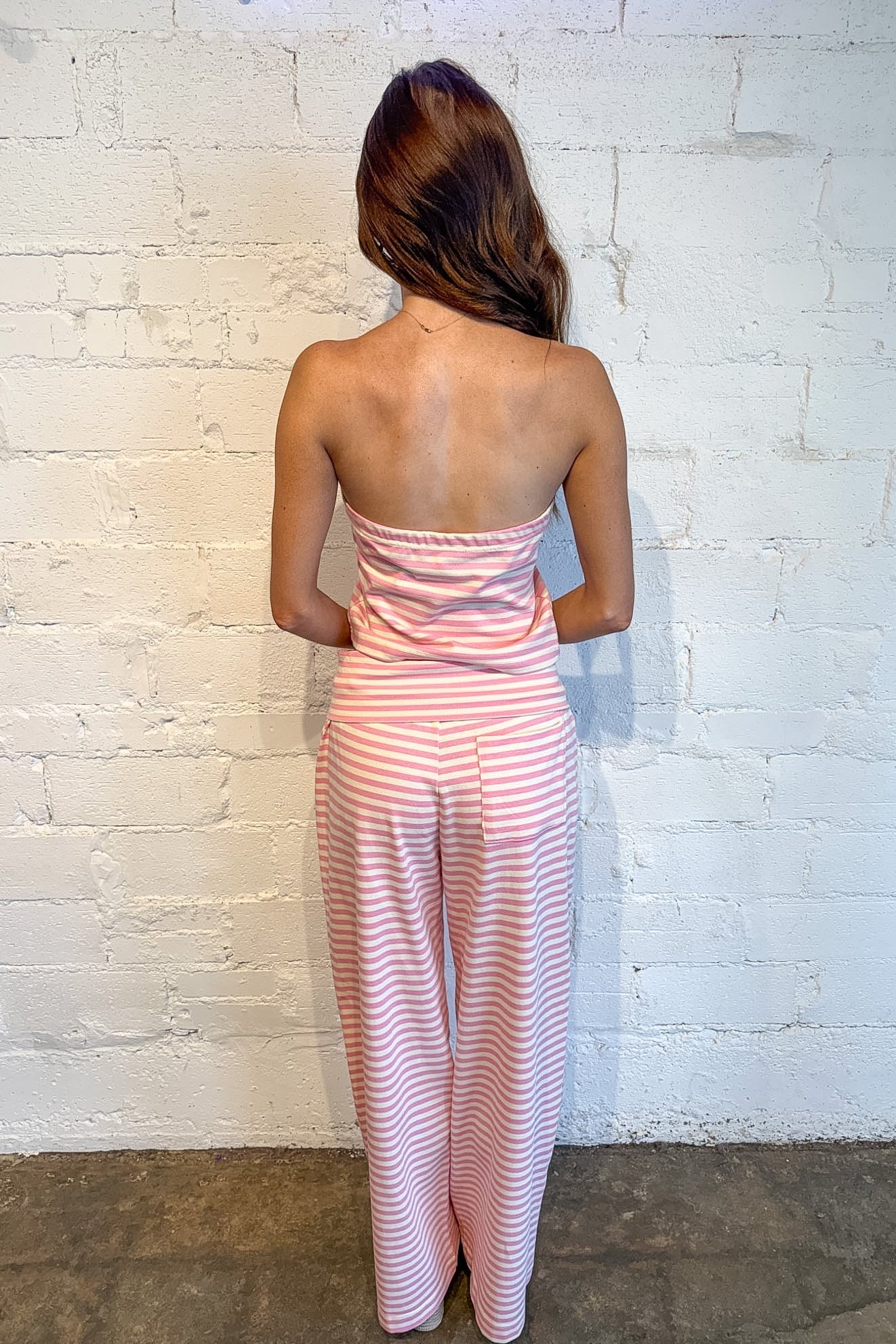 Striped Fold Over Wide Leg Pants