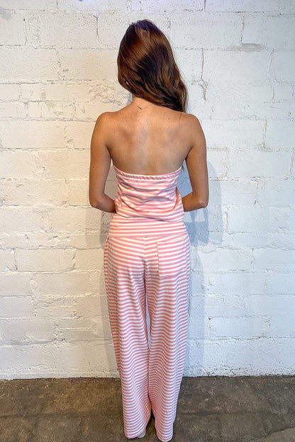 Striped Fold Over Wide Leg Pants
