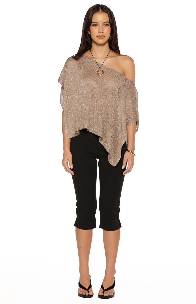 Pipa Metallic Knit Poncho