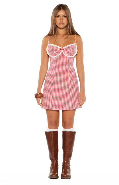 Please Red Gingham Mini Dress