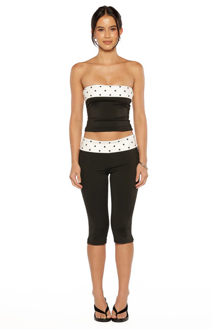 Reece Black Polka Dot Strapless Top