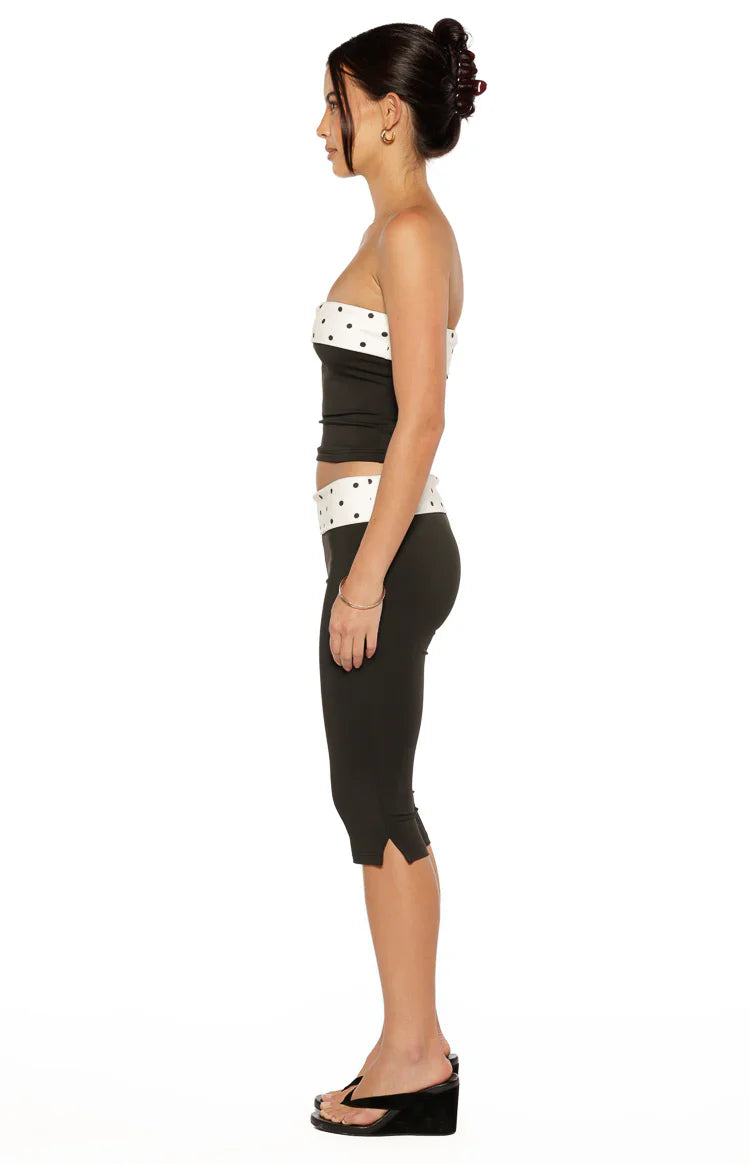 Reece Black Polka Dot Strapless Top