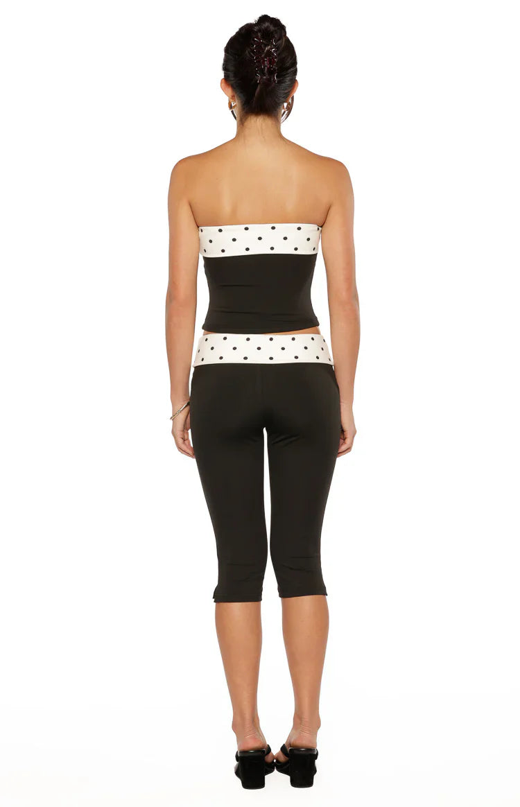 Reece Black Polka Dot Strapless Top