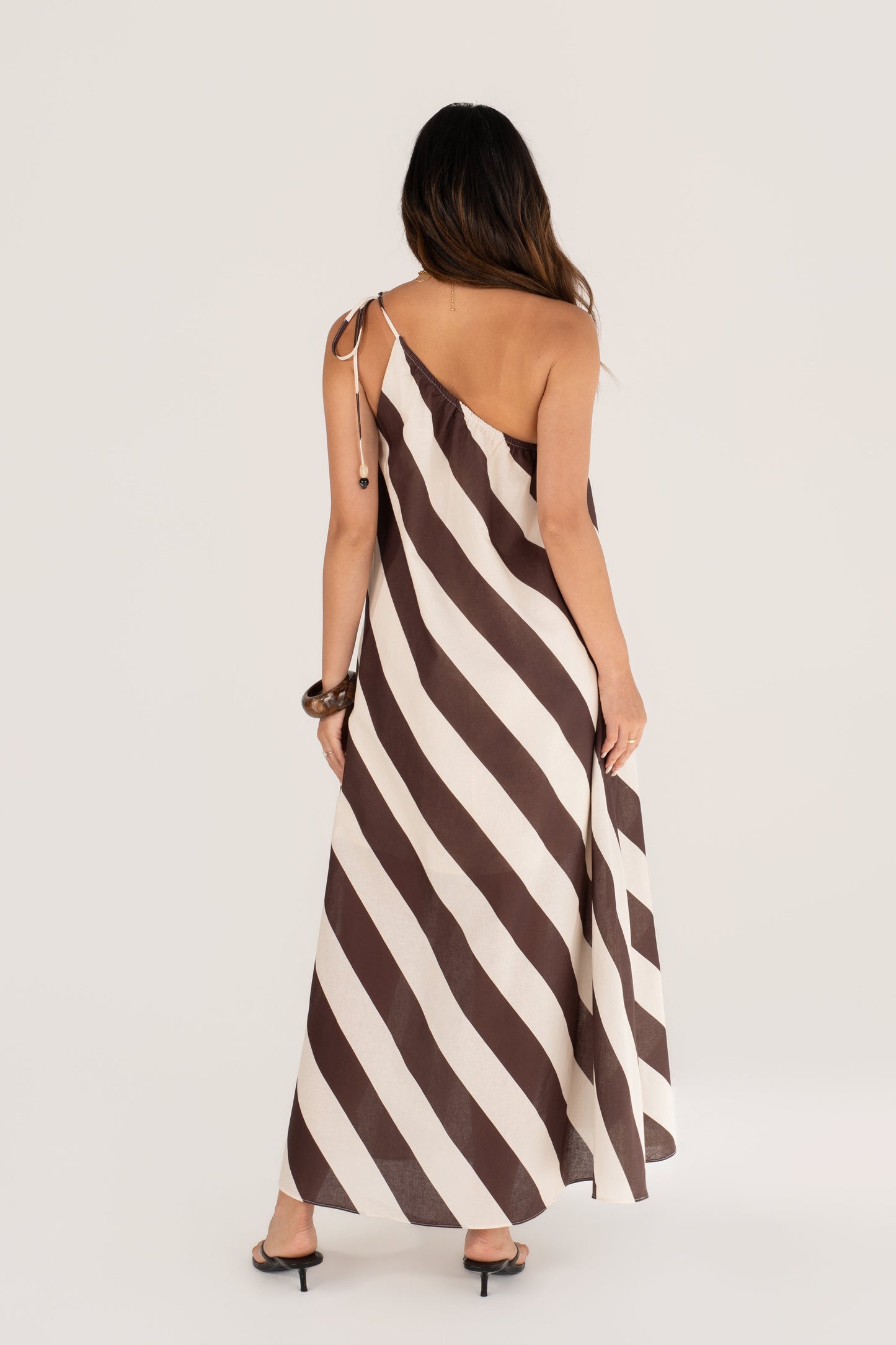 Renly One-Shoulder Striped Linen Maxi Dress