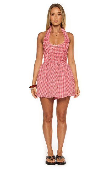 Robin Red Gingham Halter Playsuit