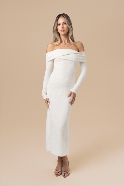 Romy Off-Shoulder Long Sleeve Knit Maxi
