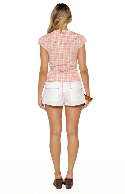 Rumi Pink Plaid Peter Pan Collar Top