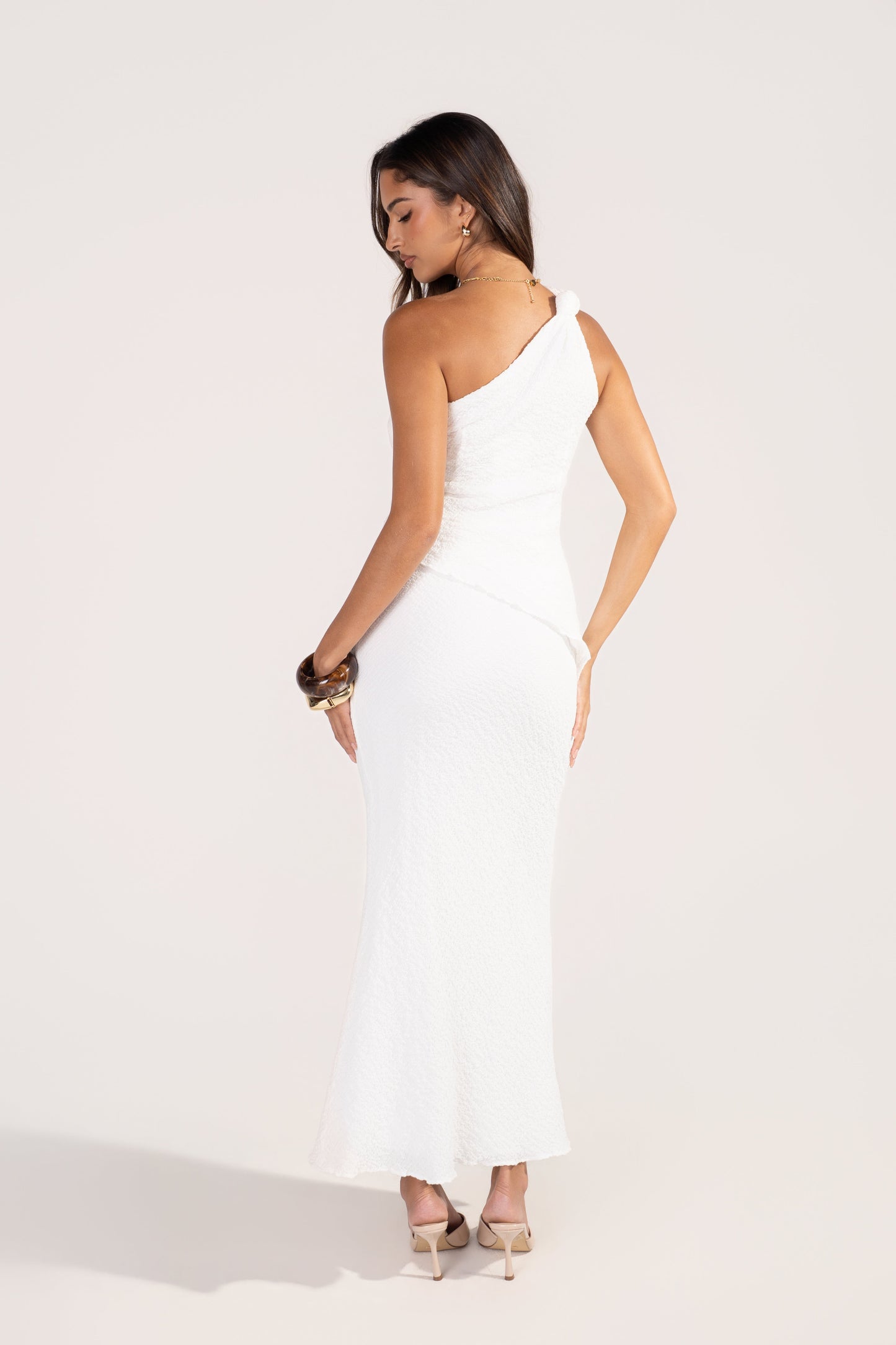 Ryker White Two Piece Set - One Shoulder Top & Maxi Skirt