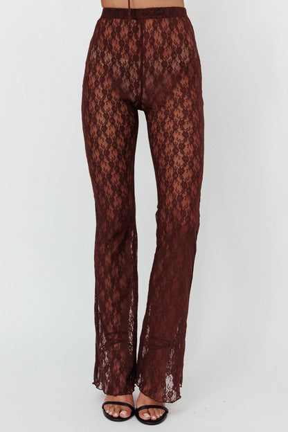 A La Mode Lace Pants Brown