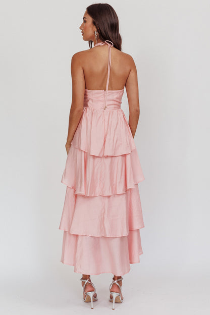 Catalina Tiered Ruffle Maxi Dress Dusty Rose