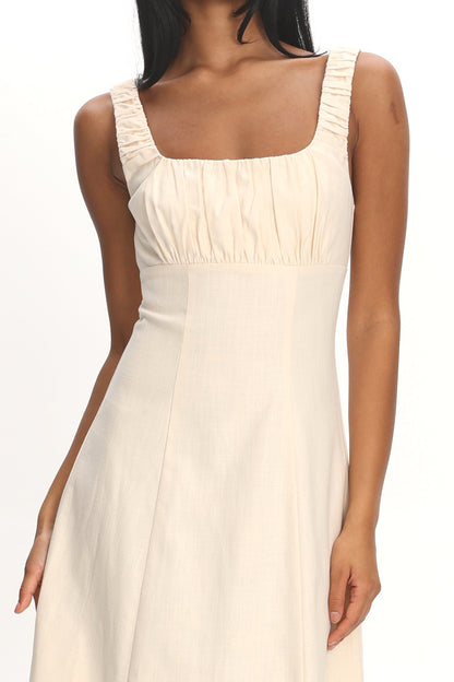 Aila Gathered Bust Maxi Dress Cream
