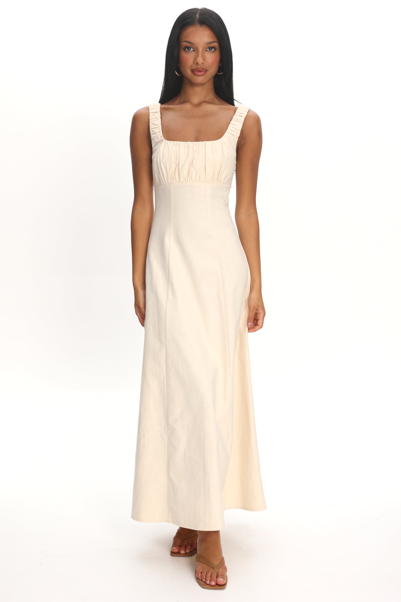 Aila Gathered Bust Maxi Dress Cream
