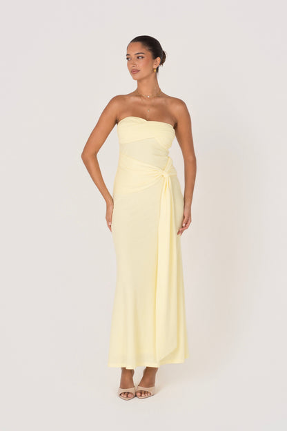 Sorelle Strapless Maxi Dress with Drape Detail