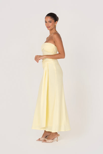 Sorelle Strapless Maxi Dress with Drape Detail