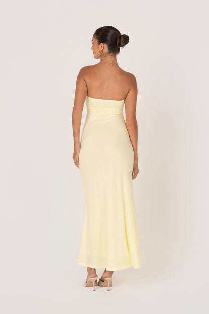 Sorelle Strapless Maxi Dress with Drape Detail