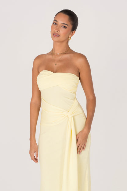 Sorelle Strapless Maxi Dress with Drape Detail