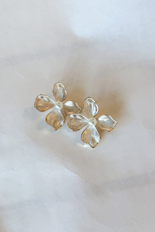 Statement Pearl Flower Earrings