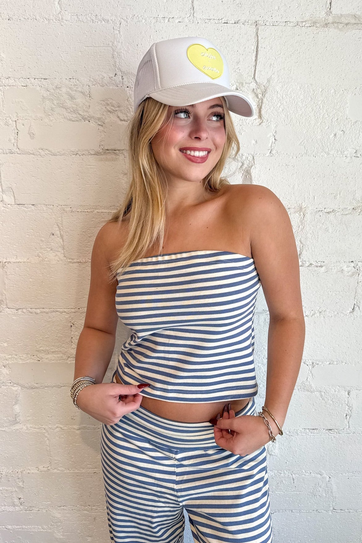 Striped Strapless Cropped Lounge Top