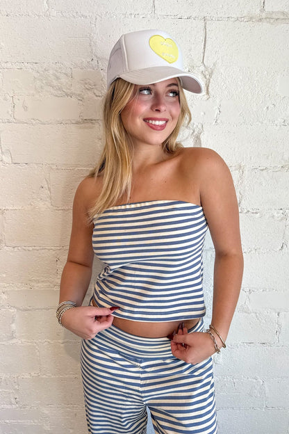 Striped Strapless Cropped Lounge Top