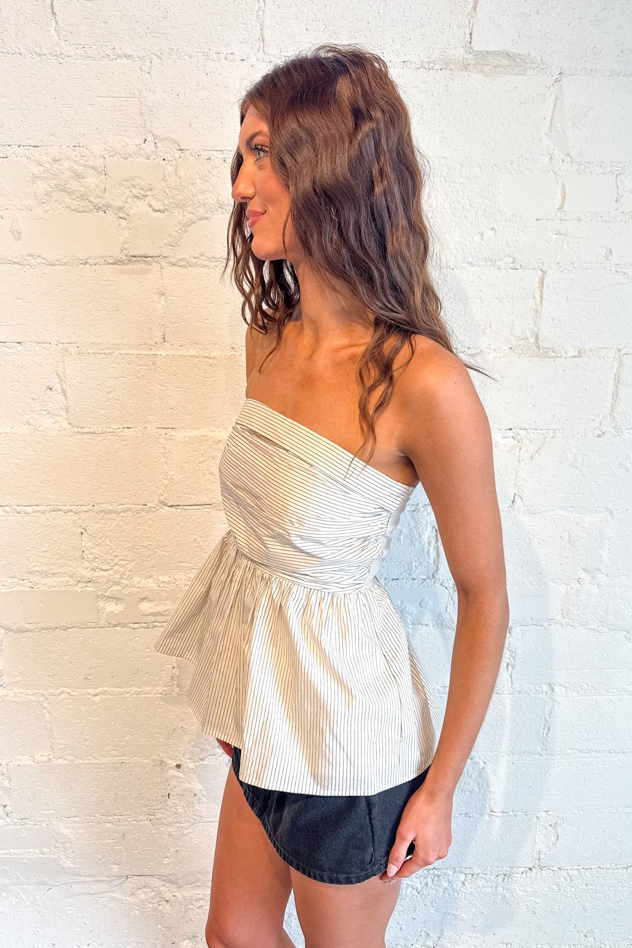 Striped Tube Peplum Top