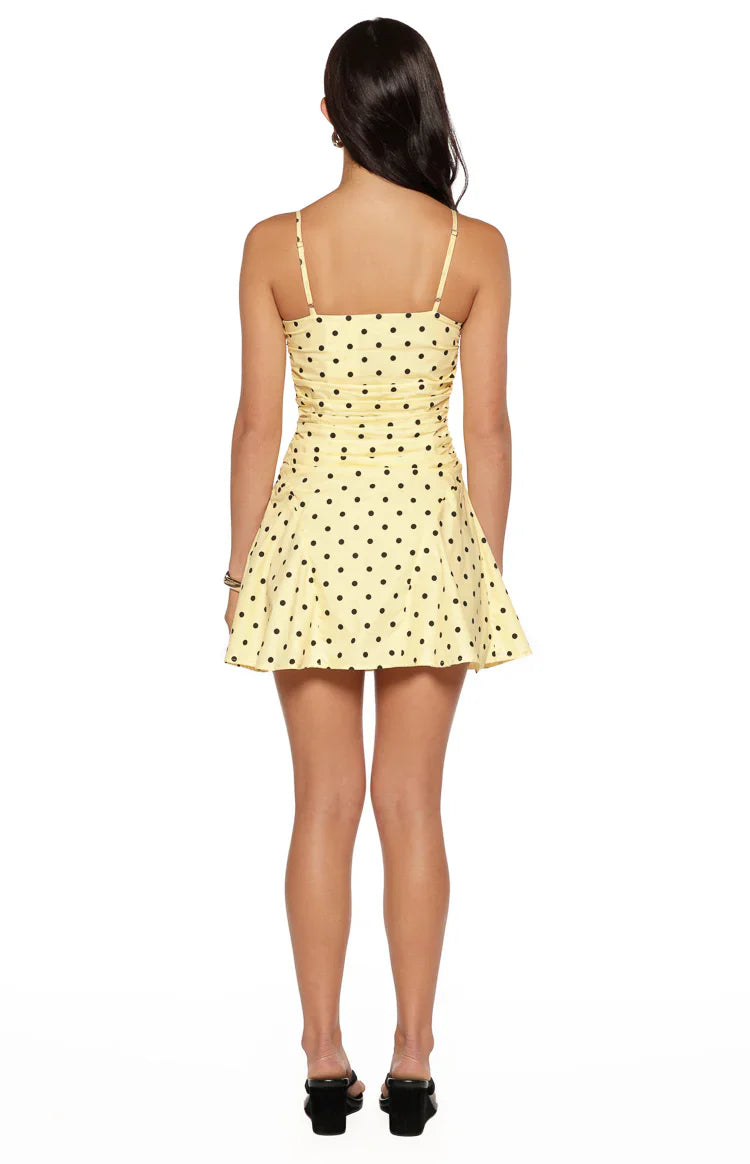 Teo Yellow Polka Dot Mini Dress
