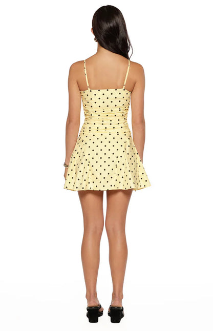 Teo Yellow Polka Dot Mini Dress