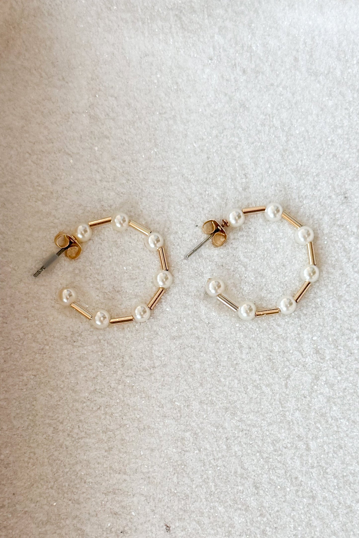 Thin Gold Hoop with Pearls