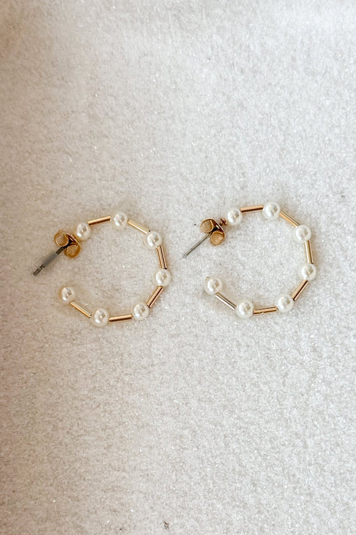 Thin Gold Hoop with Pearls