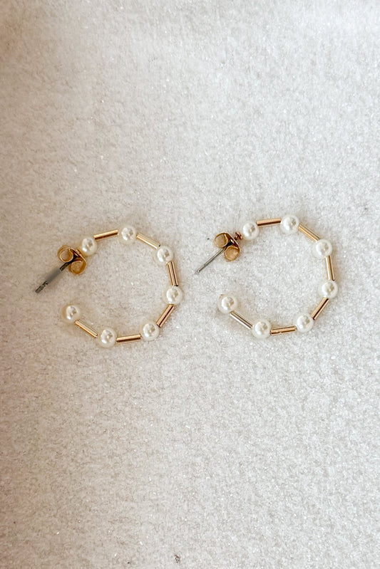 Thin Gold Hoop with Pearls