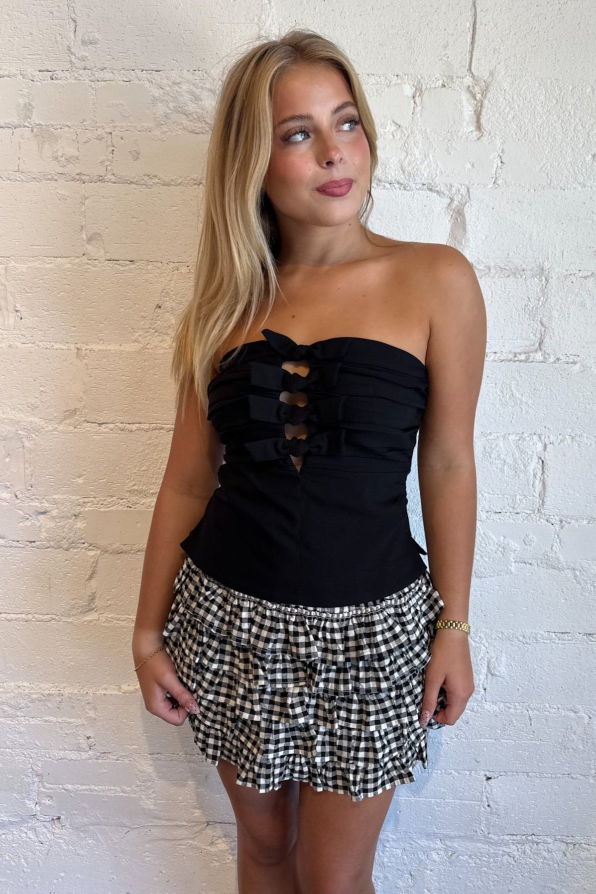 Vivid Checker Ruffle Mini Skort