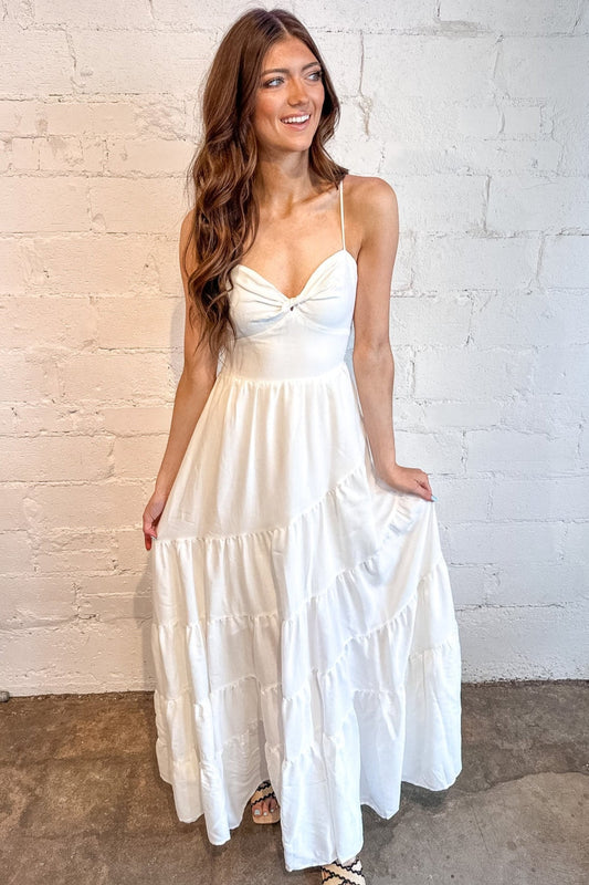 White Seashell Sky Maxi Dress
