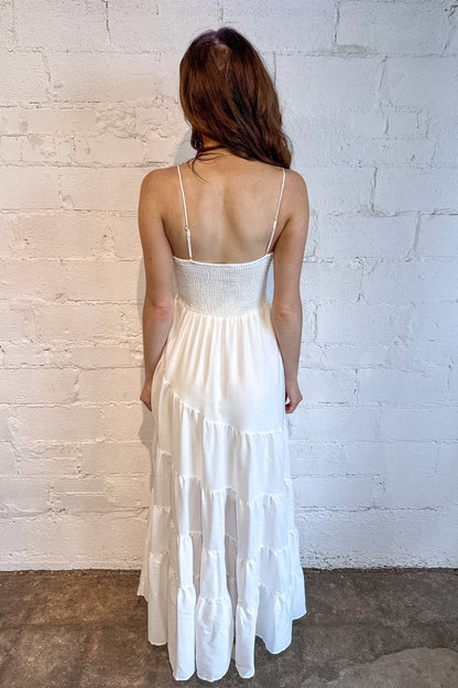 White Seashell Sky Maxi Dress