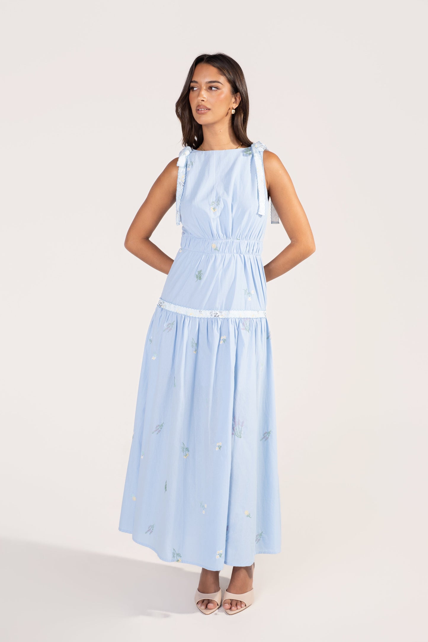 Wisteria Soft Blue Floral Day Dress